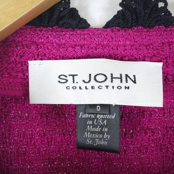 St. John Collection pink & black knit cardigan - Picture 3 of 8